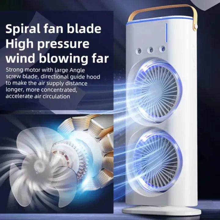Rechargeable Double Mist Fan USB – Portable Mini Dual Spray Cooling Fan