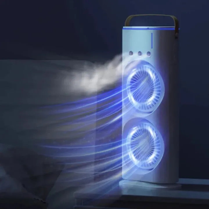 Rechargeable Double Mist Fan USB – Portable Mini Dual Spray Cooling Fan