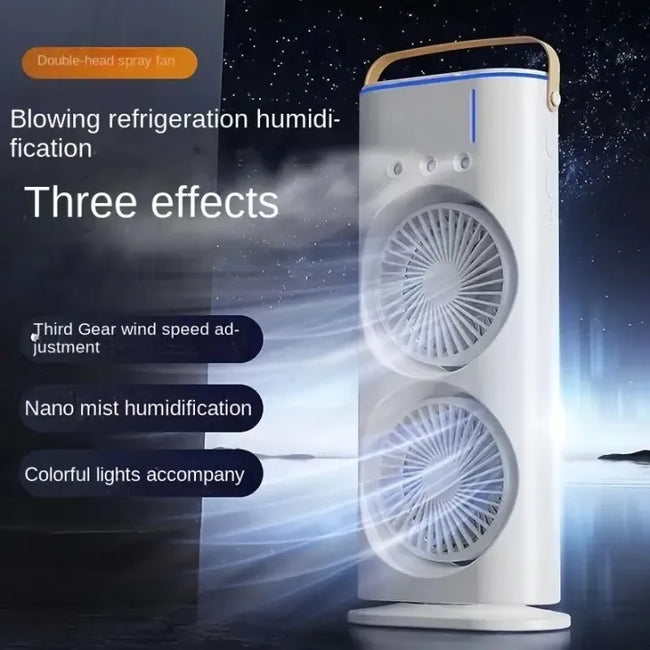 Rechargeable Double Mist Fan USB – Portable Mini Dual Spray Cooling Fan Main Image