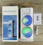 Rechargeable Double Mist Fan USB – Portable Mini Dual Spray Cooling Fan