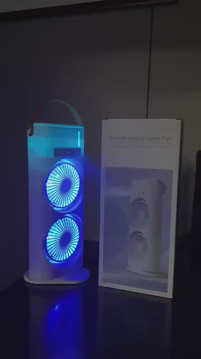 Rechargeable Double Mist Fan USB – Portable Mini Dual Spray Cooling Fan Hover Image